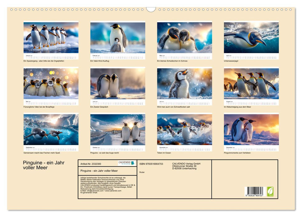 Pinguine - ein Jahr voller Meer (CALVENDO Wandkalender 2027)