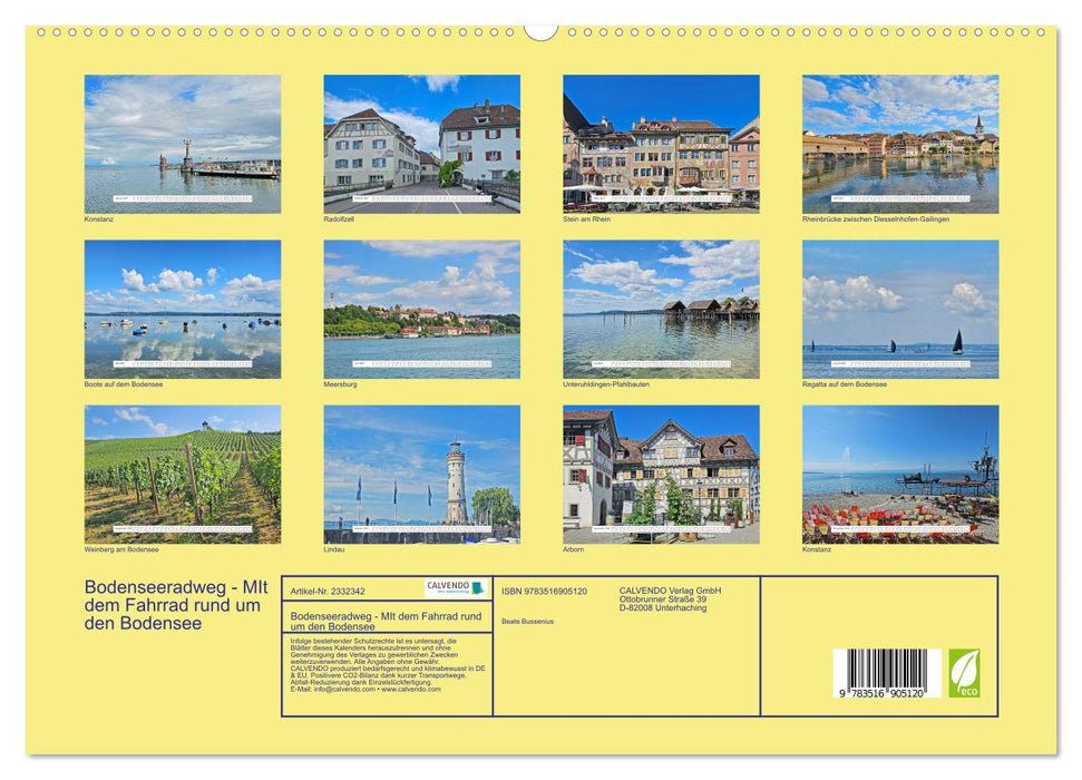 Bodenseeradweg - MIt dem Fahrrad rund um den Bodensee (CALVENDO Premium Wandkalender 2027)