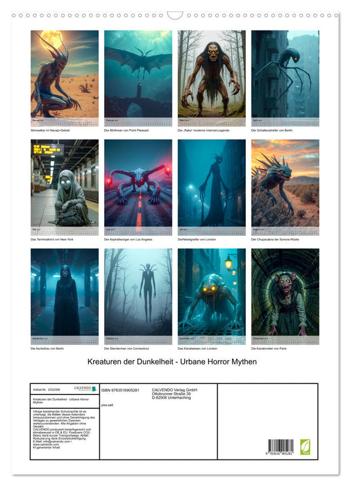 Kreaturen der Dunkelheit - Urbane Horror Mythen (CALVENDO Wandkalender 2027)