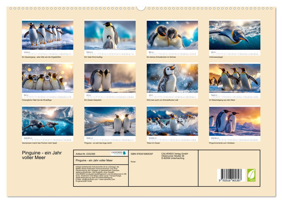 Pinguine - ein Jahr voller Meer (CALVENDO Premium Wandkalender 2027)
