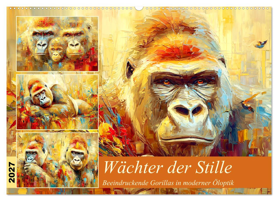 Wächter der Stille. Beeindruckende Gorillas in moderner Öloptik (CALVENDO Wandkalender 2027)