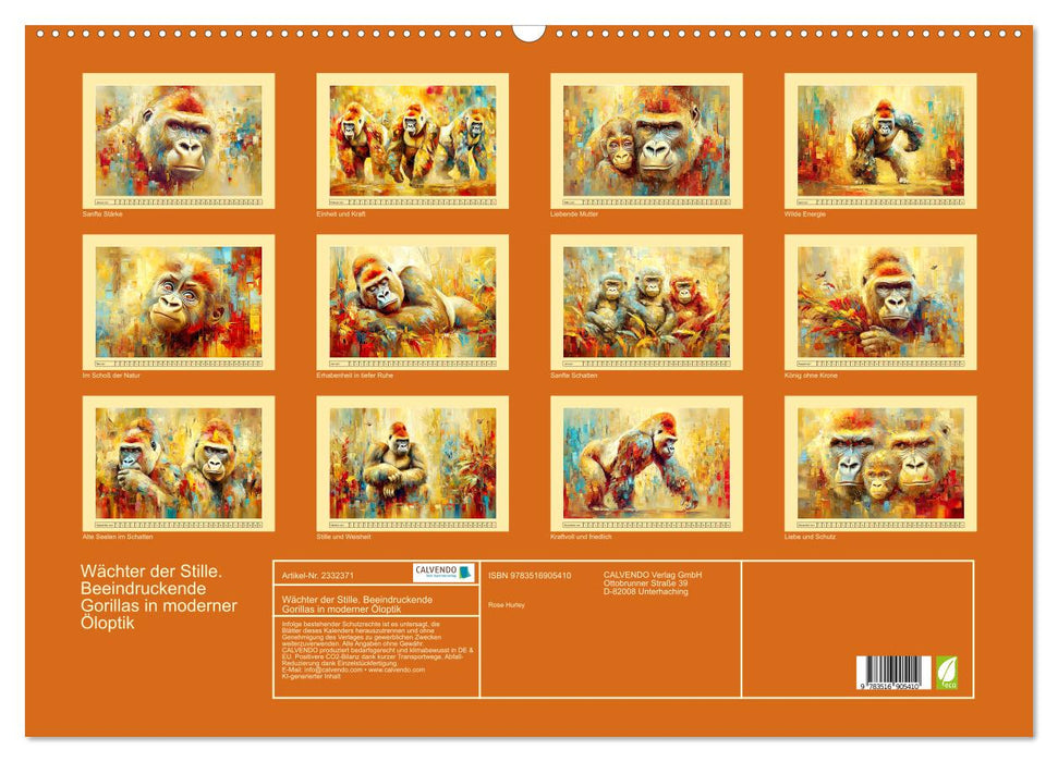 Wächter der Stille. Beeindruckende Gorillas in moderner Öloptik (CALVENDO Wandkalender 2027)