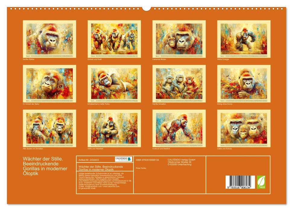 Wächter der Stille. Beeindruckende Gorillas in moderner Öloptik (CALVENDO Premium Wandkalender 2027)
