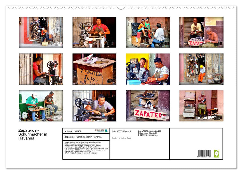 Zapateros - Schuhmacher in Havanna (CALVENDO Wandkalender 2027)