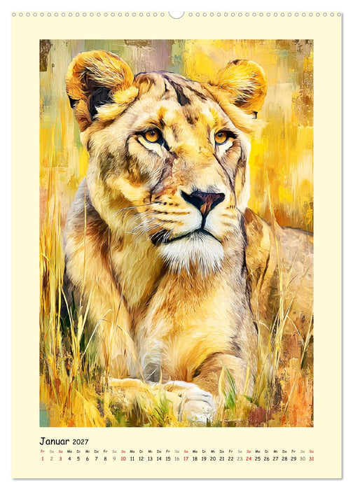 Raubkatzen. Moderne Paintings wilder Eleganz (CALVENDO Premium Wandkalender 2027)