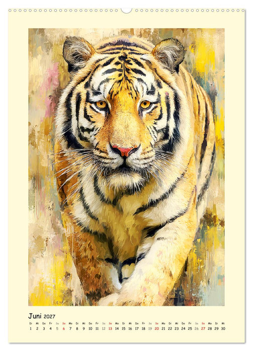 Raubkatzen. Moderne Paintings wilder Eleganz (CALVENDO Premium Wandkalender 2027)