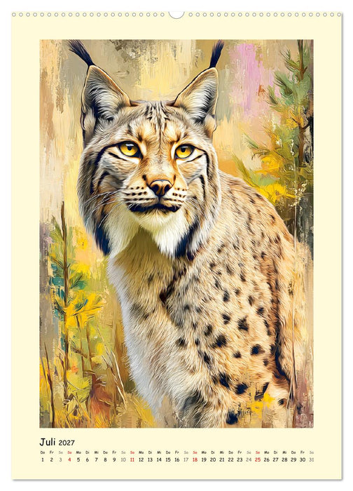Raubkatzen. Moderne Paintings wilder Eleganz (CALVENDO Premium Wandkalender 2027)
