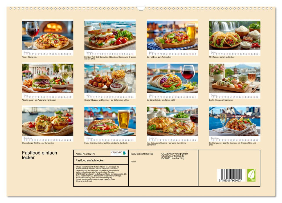 Fastfood einfach lecker (CALVENDO Premium Wandkalender 2027)