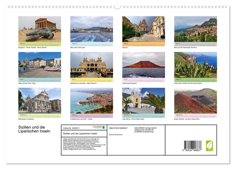 Sizilien und die Liparischen Inseln (CALVENDO Premium Wandkalender 2027)
