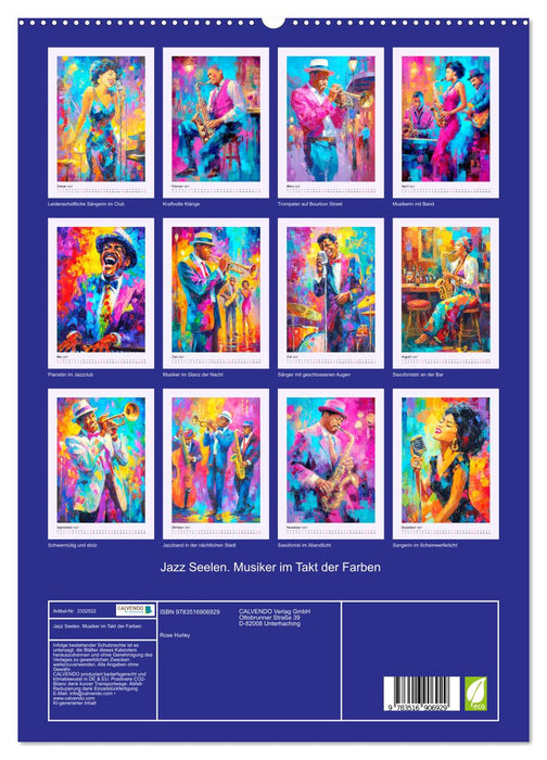 Jazz Seelen. Musiker im Takt der Farben (CALVENDO Premium Wandkalender 2027)