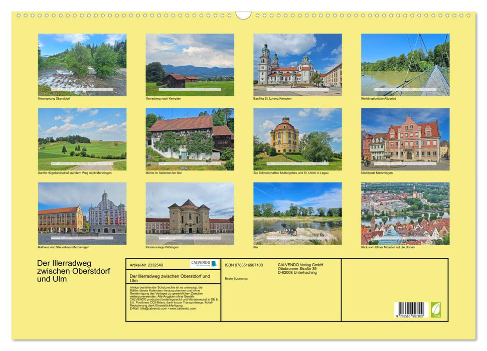 Der Illerradweg zwischen Oberstdorf und Ulm (CALVENDO Wandkalender 2027)