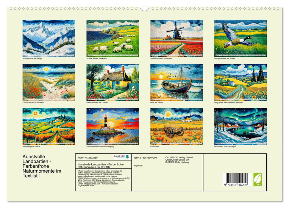 Kunstvolle Landpartien - Farbenfrohe Naturmomente im Textilstil (CALVENDO Premium Wandkalender 2027)