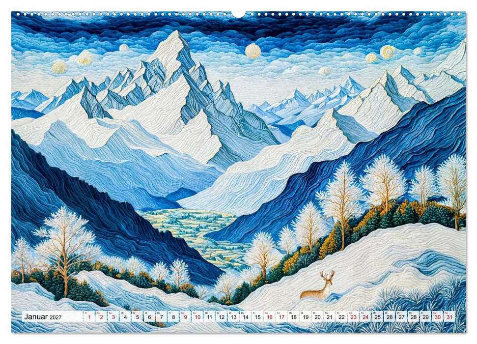 Kunstvolle Landpartien - Farbenfrohe Naturmomente im Textilstil (CALVENDO Premium Wandkalender 2027)