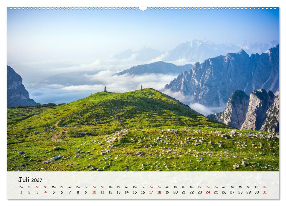 Drei Zinnen-Wanderung: Vom Misurinasee bis nach oben zum Rienzplateau (CALVENDO Premium Wandkalender 2027)