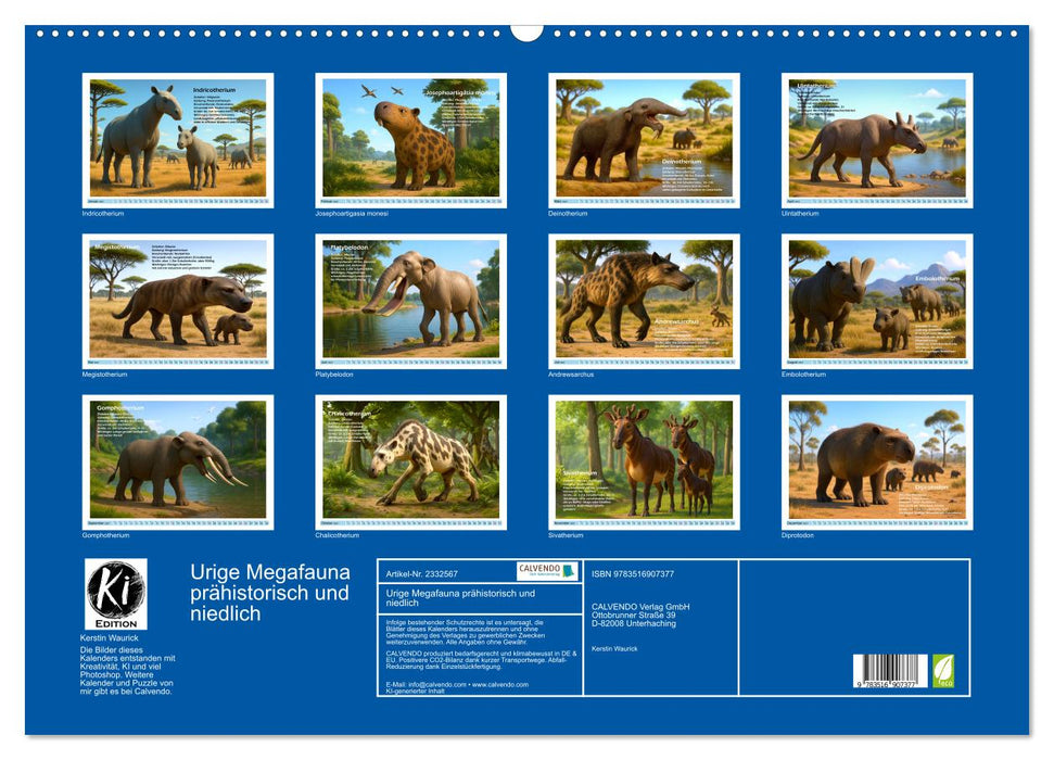 Urige Megafauna prähistorisch und niedlich (CALVENDO Wandkalender 2027)