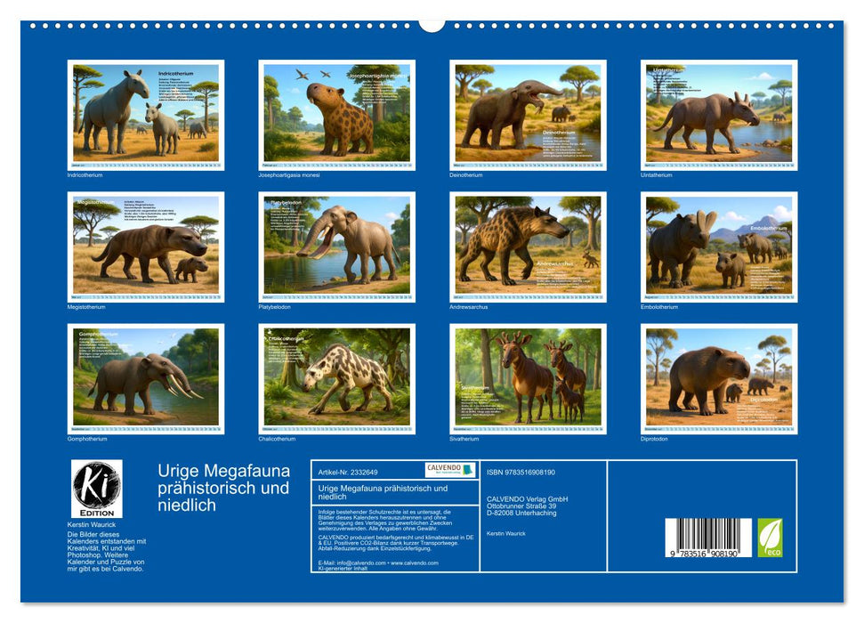 Urige Megafauna prähistorisch und niedlich (CALVENDO Premium Wandkalender 2027)