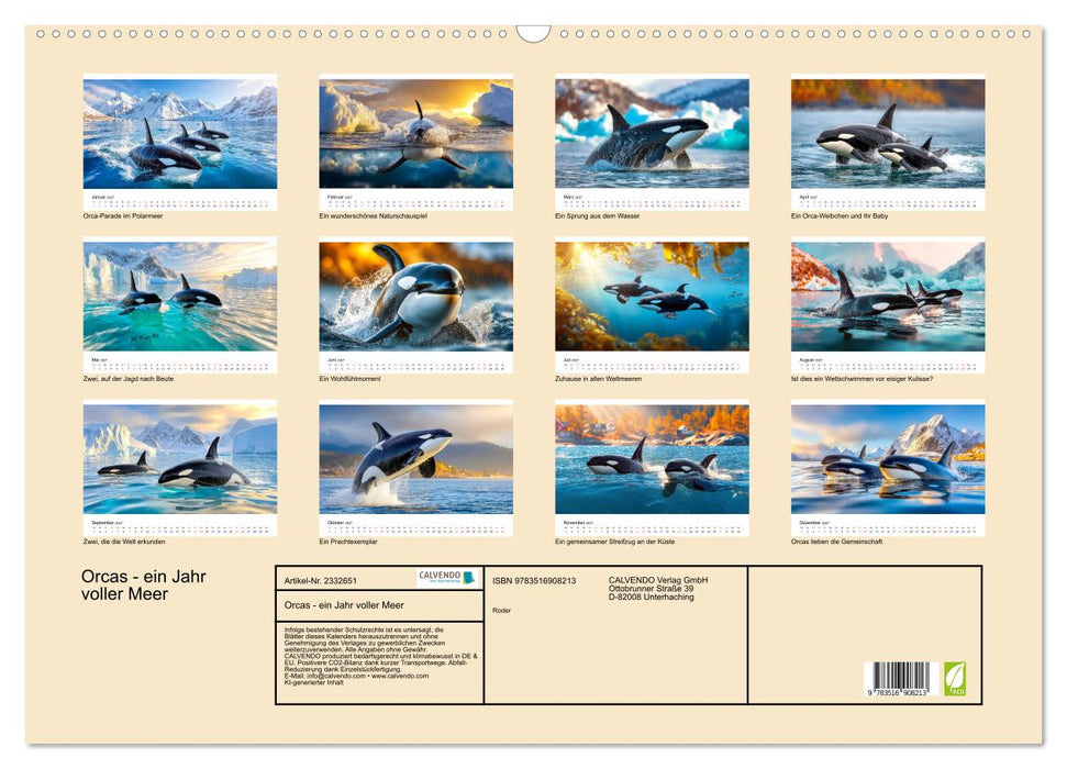 Orcas - ein Jahr voller Meer (CALVENDO Wandkalender 2027)