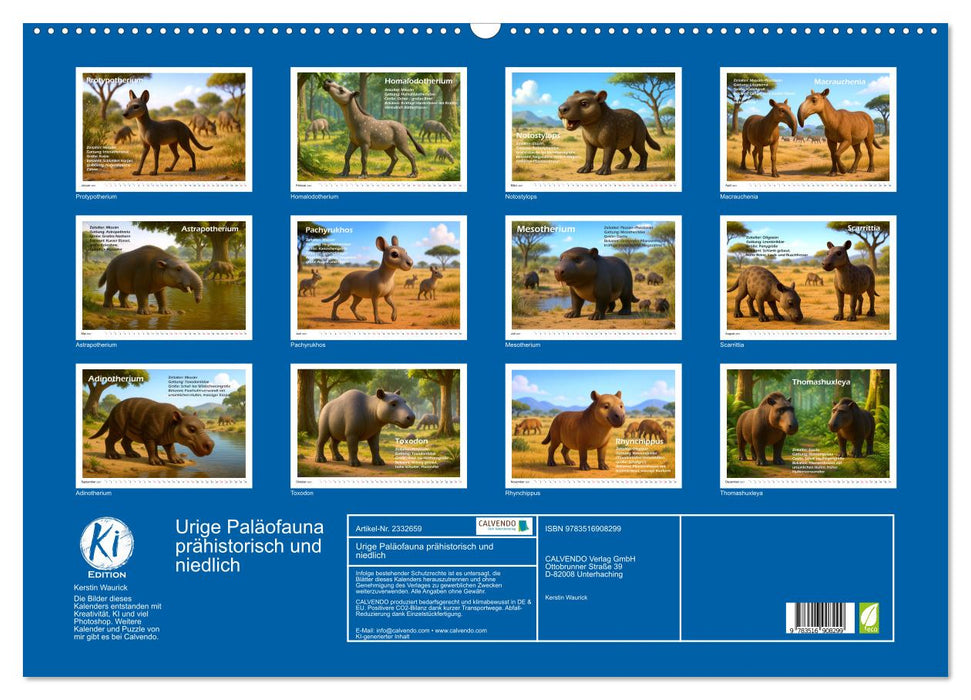 Urige Paläofauna prähistorisch und niedlich (CALVENDO Wandkalender 2027)