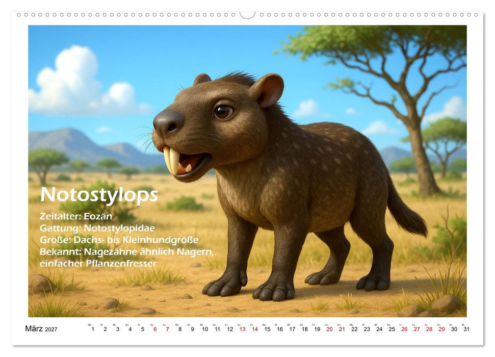 Urige Paläofauna prähistorisch und niedlich (CALVENDO Wandkalender 2027)
