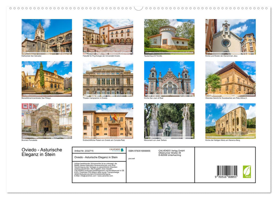 Oviedo - Asturische Eleganz in Stein (CALVENDO Premium Wandkalender 2027)