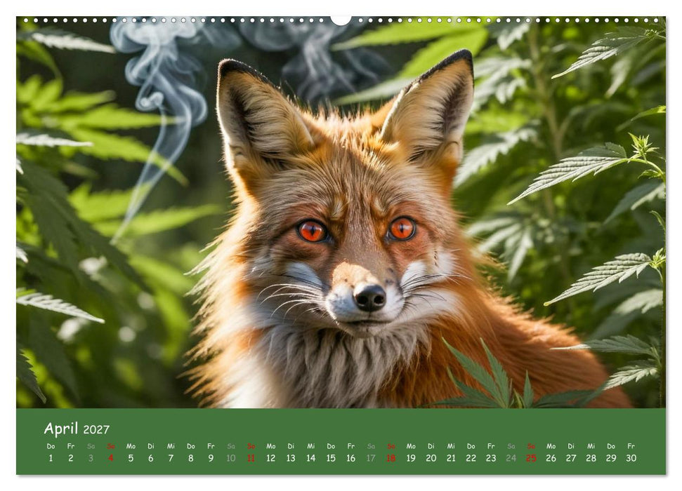 Tiere auf Gras - Der verrückte Cannabis-Kalender voller bekiffter Tiere (CALVENDO Wandkalender 2027)