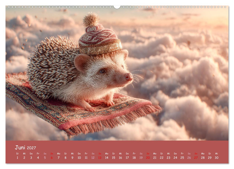 Tierisch hoch hinaus - Fantastische Tiere auf fliegenden Teppichen (CALVENDO Premium Wandkalender 2027)
