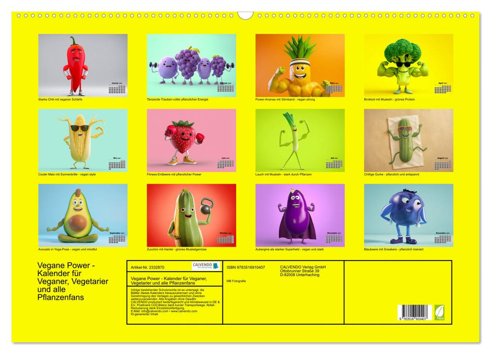 Vegane Power - Kalender für Veganer, Vegetarier und alle Pflanzenfans (CALVENDO Wandkalender 2027)