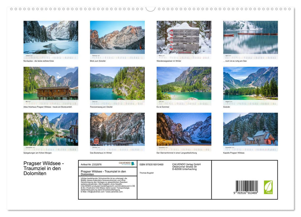 Pragser Wildsee - Traumziel in den Dolomiten (CALVENDO Premium Wandkalender 2027)