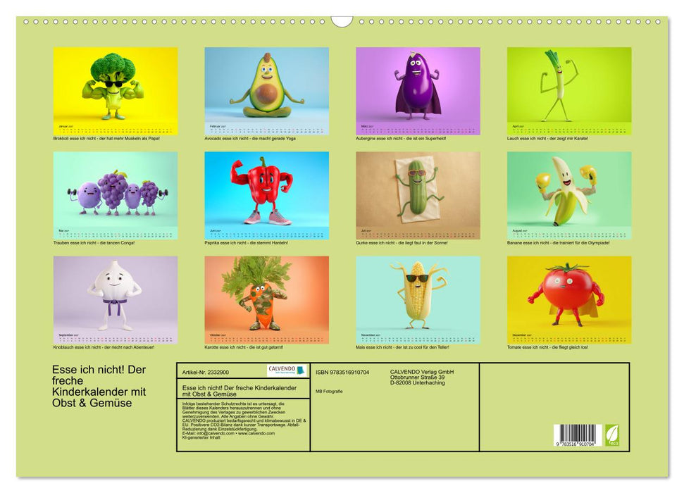 Esse ich nicht! Der freche Kinderkalender mit Obst & Gemüse (CALVENDO Wandkalender 2027)