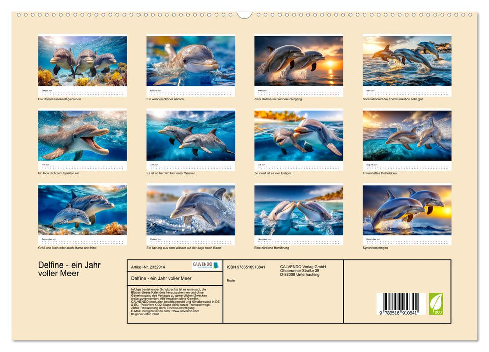 Delfine - ein Jahr voller Meer (CALVENDO Premium Wandkalender 2027)