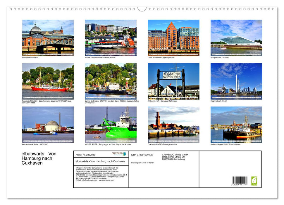 elbabwärts - Von Hamburg nach Cuxhaven (CALVENDO Wandkalender 2027)