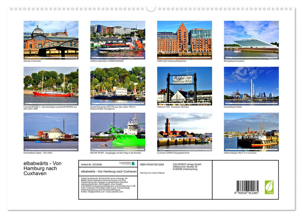 elbabwärts - Von Hamburg nach Cuxhaven (CALVENDO Premium Wandkalender 2027)