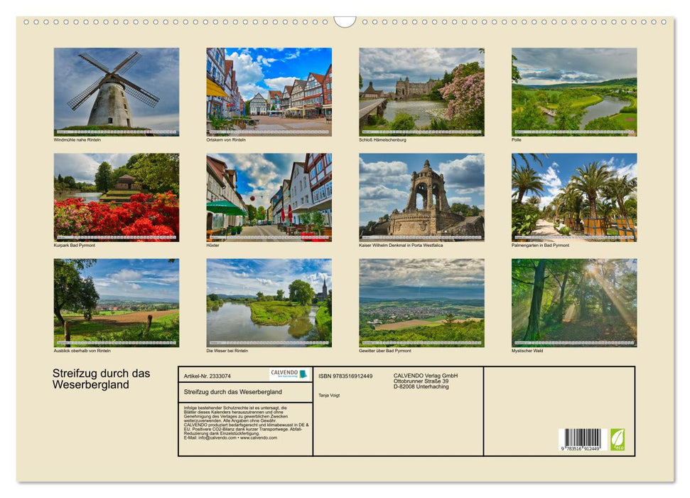 Streifzug durch das Weserbergland (CALVENDO Wandkalender 2027)