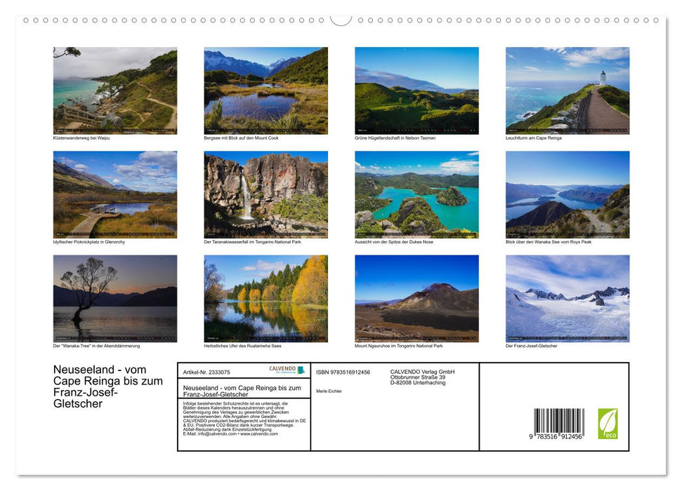 Neuseeland - vom Cape Reinga bis zum Franz-Josef-Gletscher (CALVENDO Premium Wandkalender 2027)