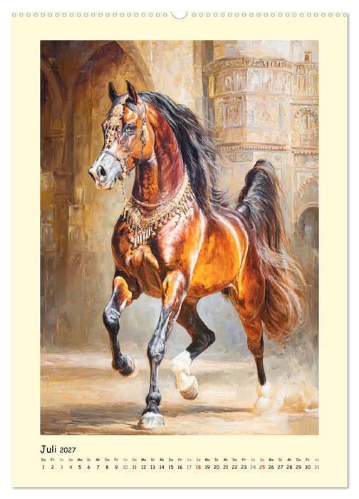 Seelen aus Wüstengold. Anmut und Poesie der Araberpferde (CALVENDO Premium Wandkalender 2027)
