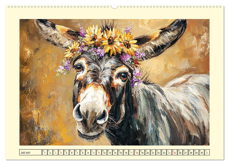 Charmante Langohren. Bezaubernde Eselporträts in Öloptik (CALVENDO Premium Wandkalender 2027)
