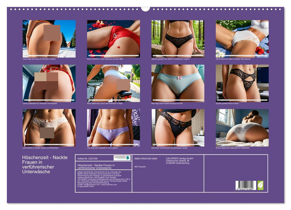 Höschenzeit - Nackte Frauen in verführerischer Unterwäsche (CALVENDO Wandkalender 2027)