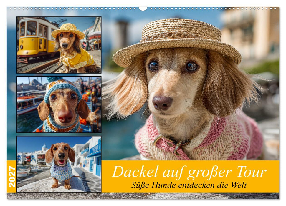 Dackel auf großer Tour - Süße Hunde entdecken die Welt (CALVENDO Wandkalender 2027)