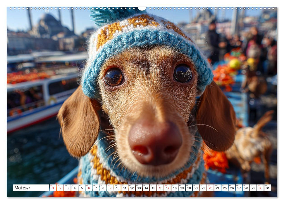 Dackel auf großer Tour - Süße Hunde entdecken die Welt (CALVENDO Wandkalender 2027)