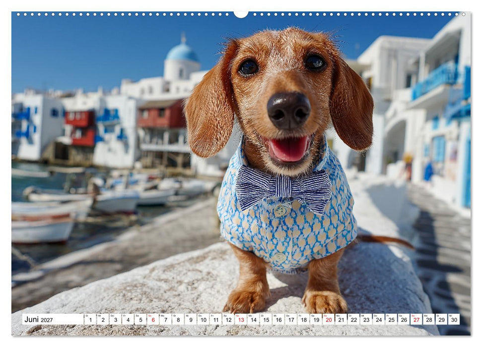 Dackel auf großer Tour - Süße Hunde entdecken die Welt (CALVENDO Wandkalender 2027)