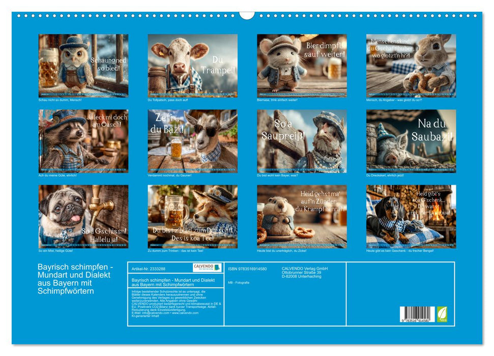 Bayrisch schimpfen - Mundart und Dialekt aus Bayern mit Schimpfwörtern (CALVENDO Wandkalender 2027)