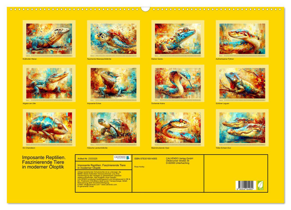 Imposante Reptilien. Faszinierende Tiere in moderner Öloptik (CALVENDO Wandkalender 2027)