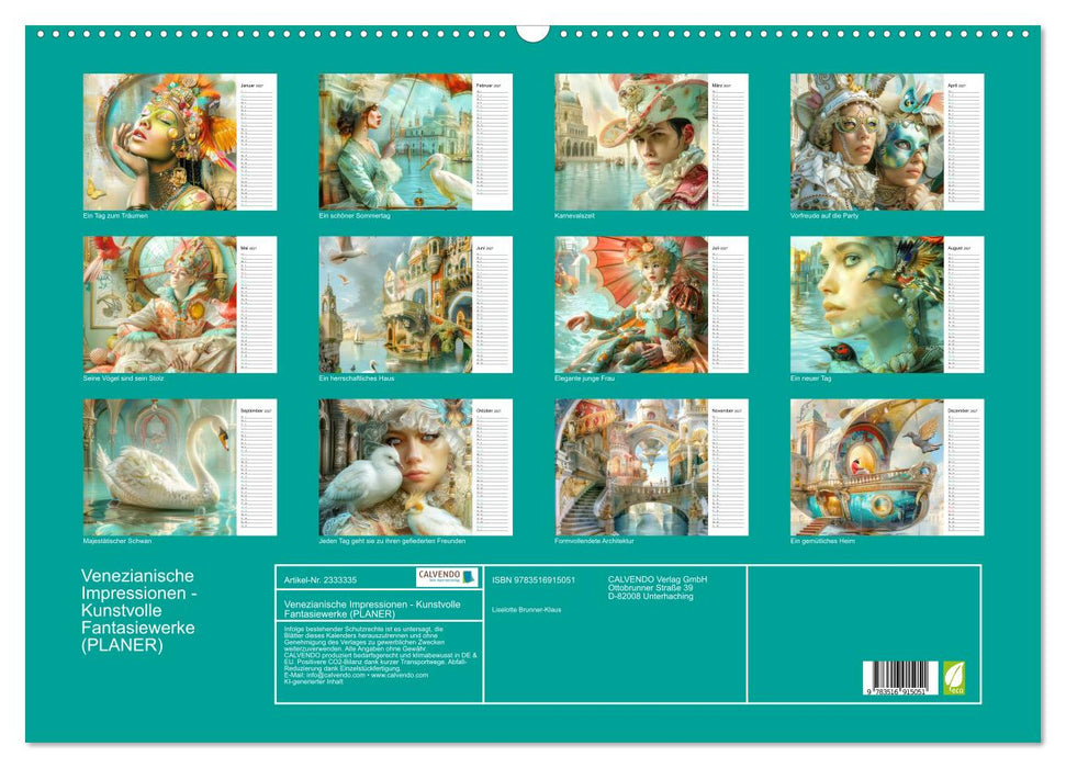 Venezianische Impressionen - Kunstvolle Fantasiewerke (PLANER) (CALVENDO Wandkalender 2027)