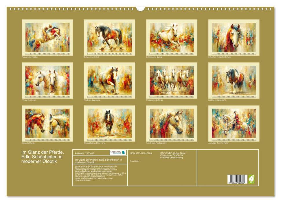 Im Glanz der Pferde. Edle Schönheiten in moderner Öloptik (CALVENDO Wandkalender 2027)