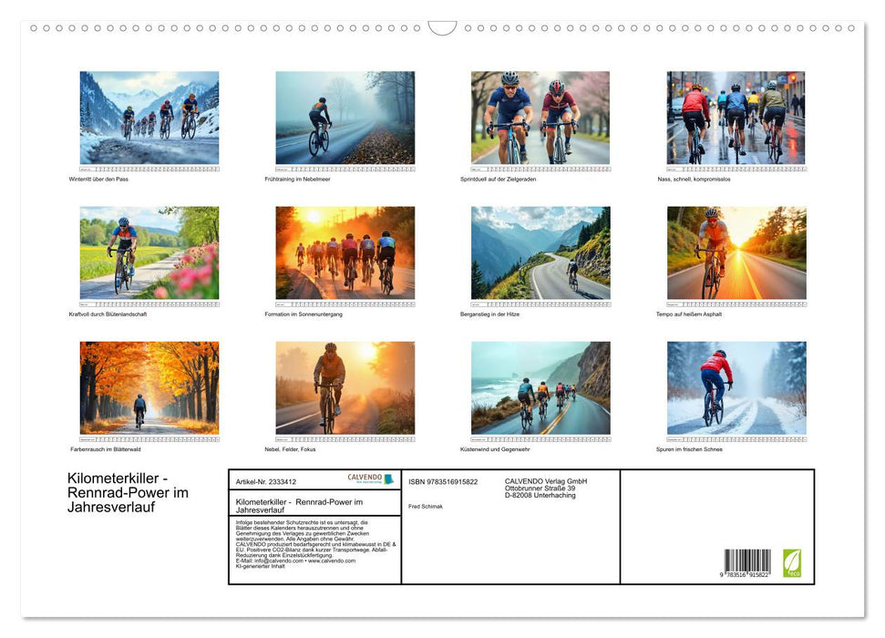 Kilometerkiller - Rennrad-Power im Jahresverlauf (CALVENDO Wandkalender 2027)