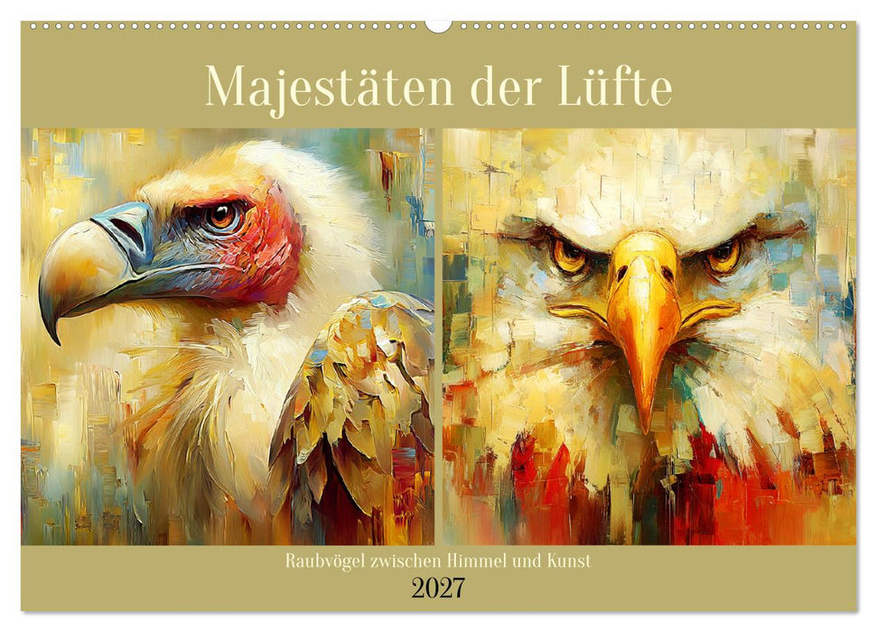 Majestäten der Lüfte. Raubvögel zwischen Himmel und Kunst (CALVENDO Wandkalender 2027)