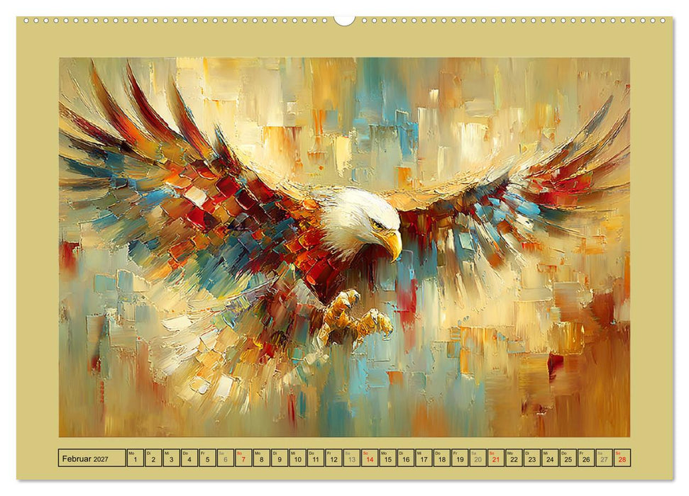 Majestäten der Lüfte. Raubvögel zwischen Himmel und Kunst (CALVENDO Wandkalender 2027)