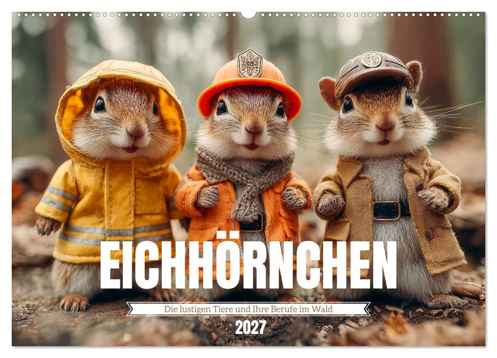 Eichhörnchen - Die lustigen Tiere und ihre Berufe im Wald (CALVENDO Wandkalender 2027)