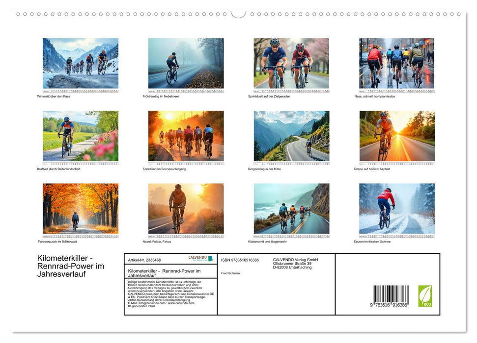 Kilometerkiller - Rennrad-Power im Jahresverlauf (CALVENDO Premium Wandkalender 2027)