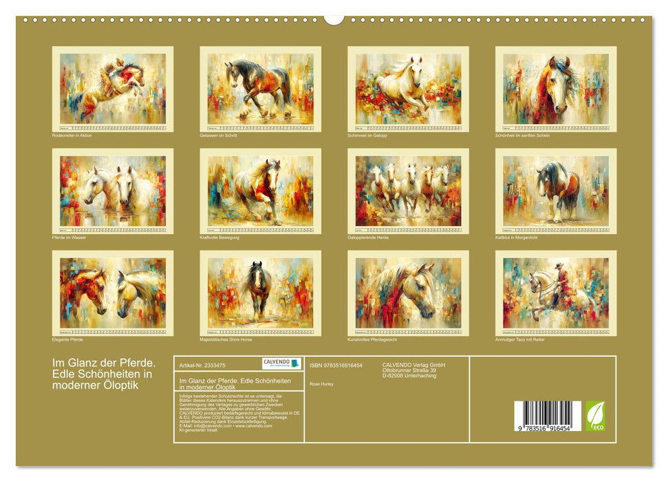 Im Glanz der Pferde. Edle Schönheiten in moderner Öloptik (CALVENDO Premium Wandkalender 2027)